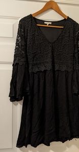 Black dress with lace bell sleeve